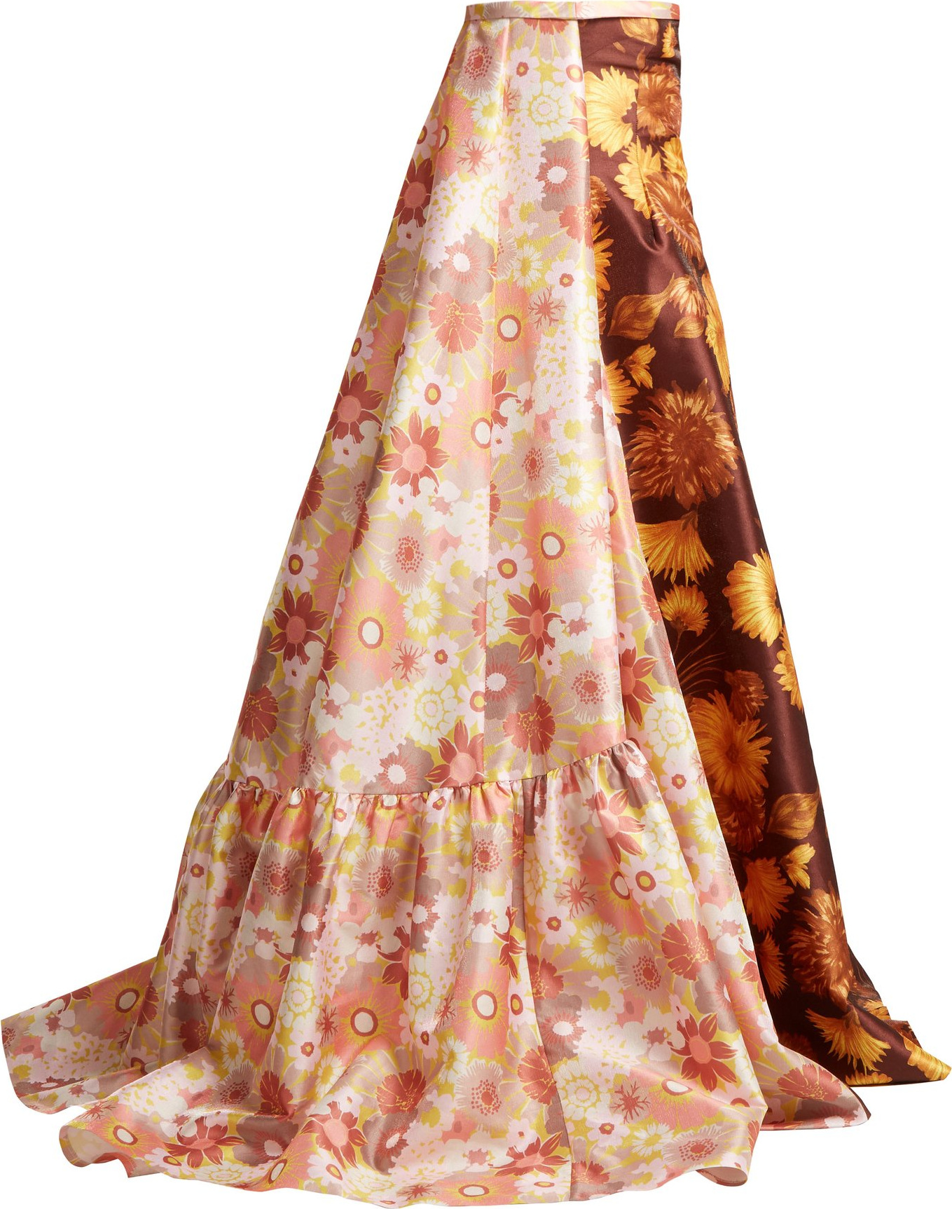 Richard Quinn Asymmetric floral-print strapless gown