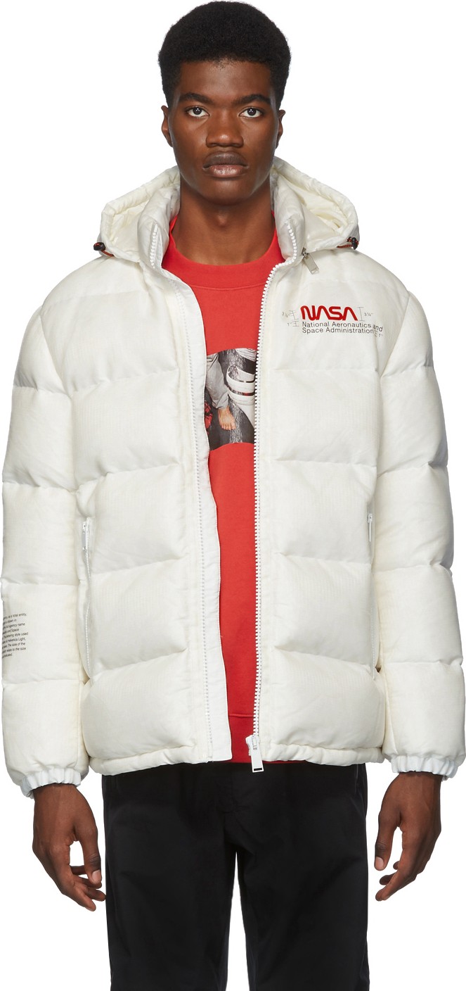 Heron Preston White Down Puffer Jacket