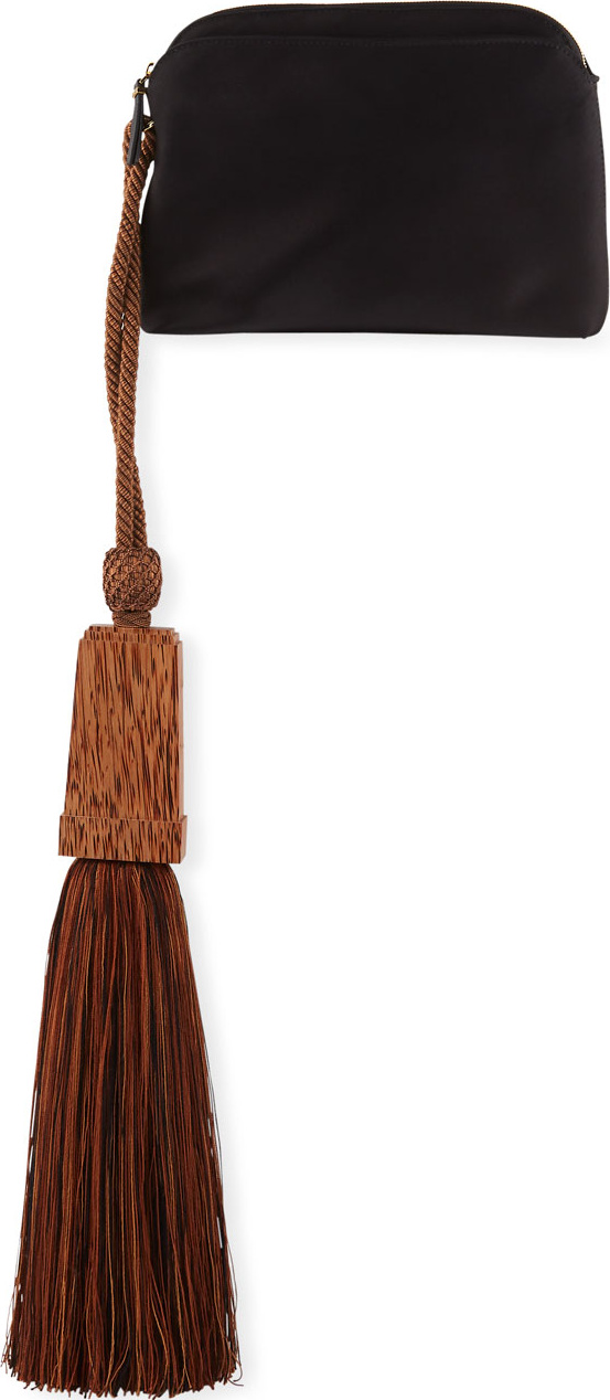 THE ROW Large Satin Tassel Wristlet Clutch Bag