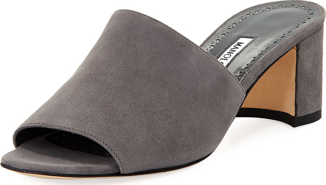 Manolo Blahnik Rapallato Suede Slide Sandal