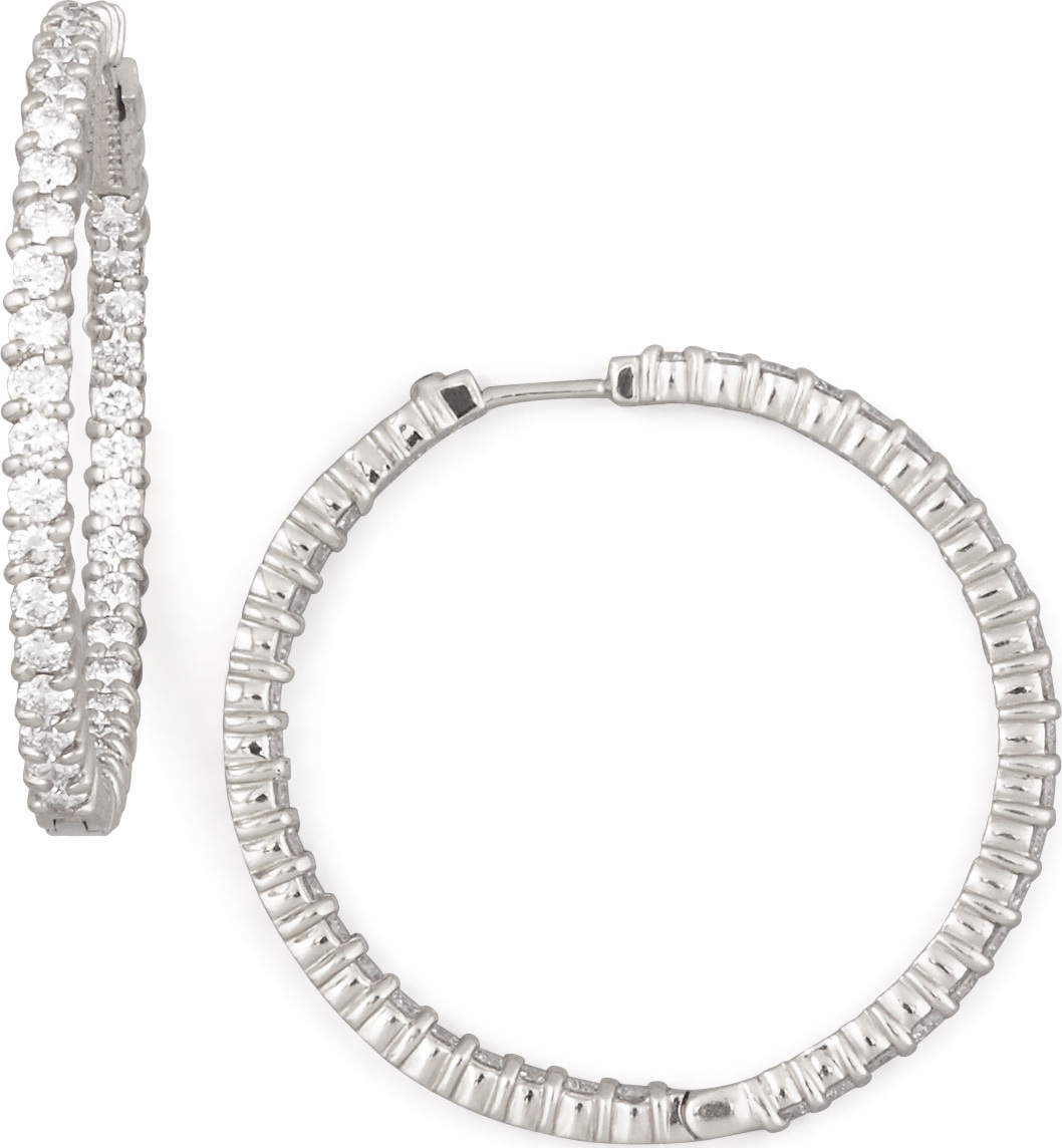 Roberto Coin 38mm White Gold Diamond Hoop Earrings, 2.46ct