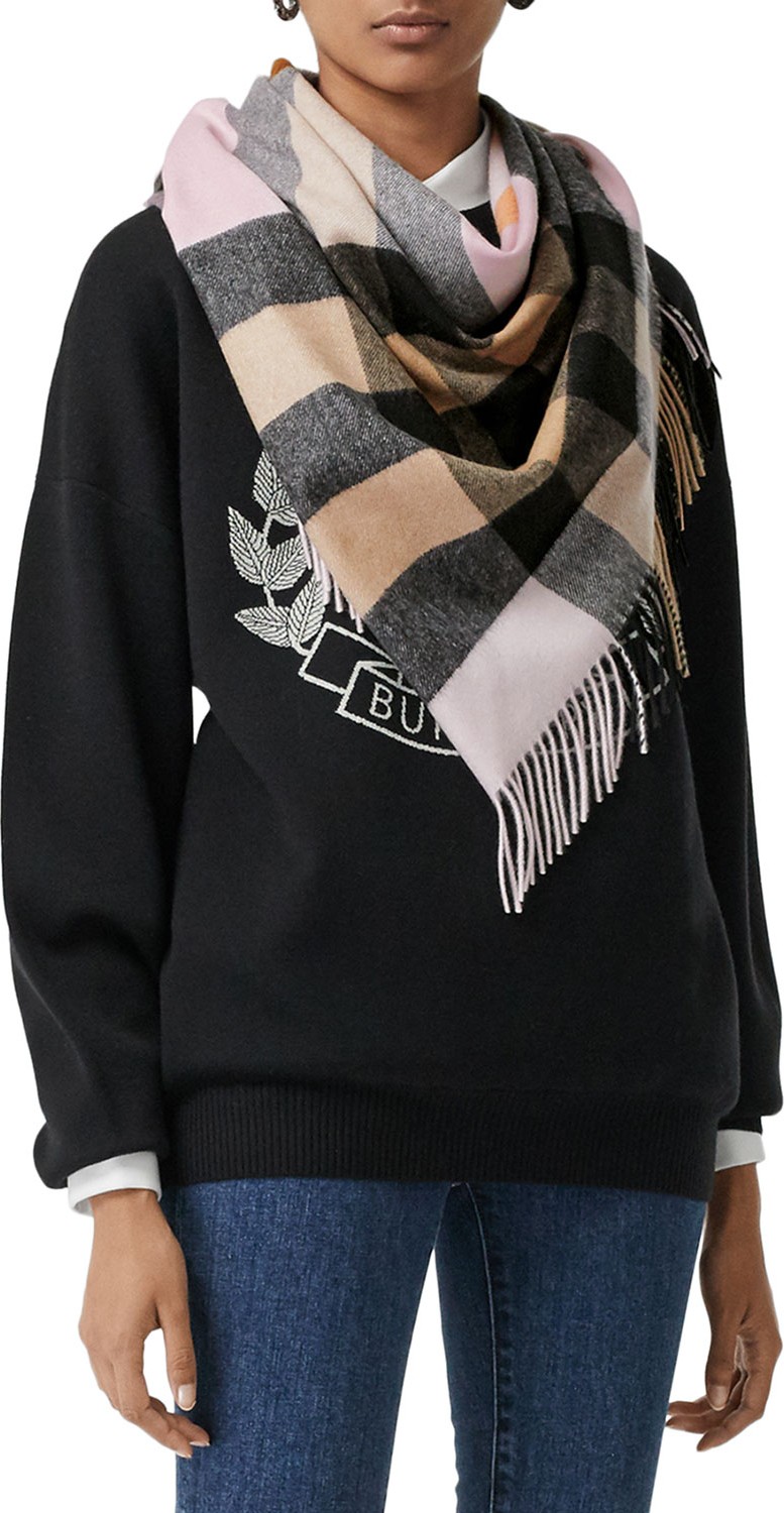 Burberry London England Half Mega Check Cashmere Bandana