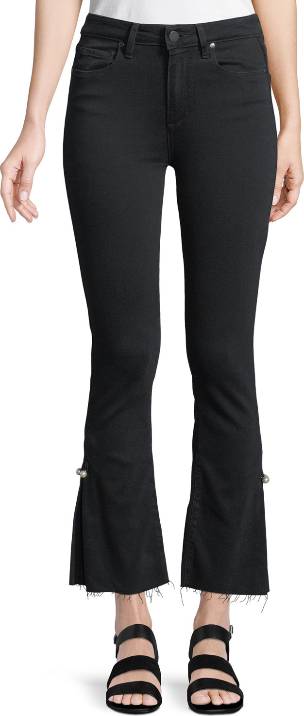 PAIGE Colette Cropped Flare Jeans w/ Raw Hem