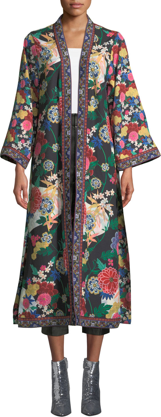 Alice + Olivia Lynn Side-Slit Long Kimono