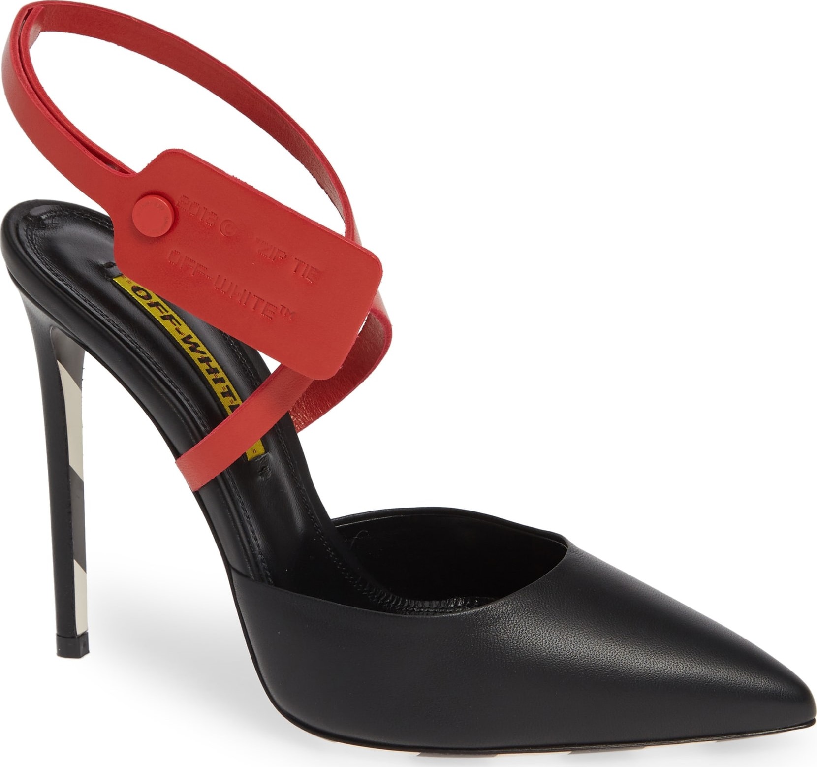 Off White Zip Tie Leather Mule