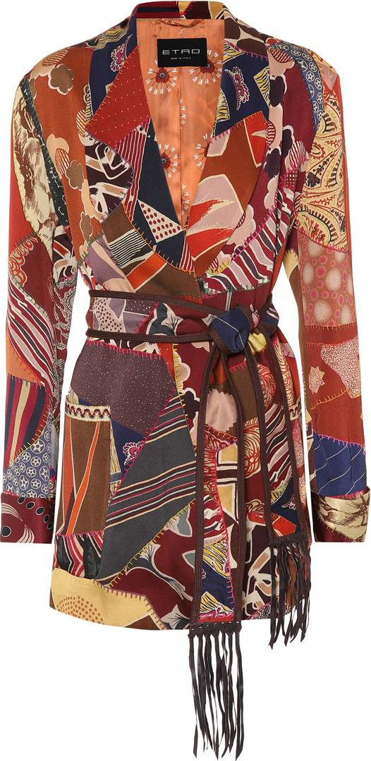 Etro Patchwork-printed satin jacket