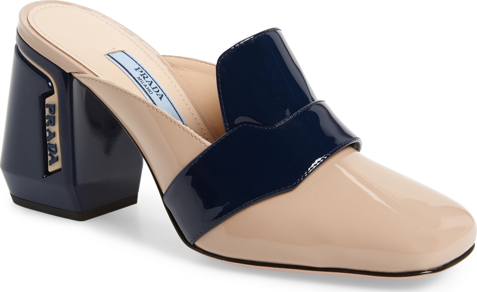 Prada Block Heel Loafer Mule