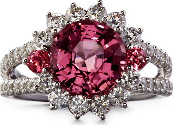 Robert Erich Burma Pink Spinel Ring with Diamonds