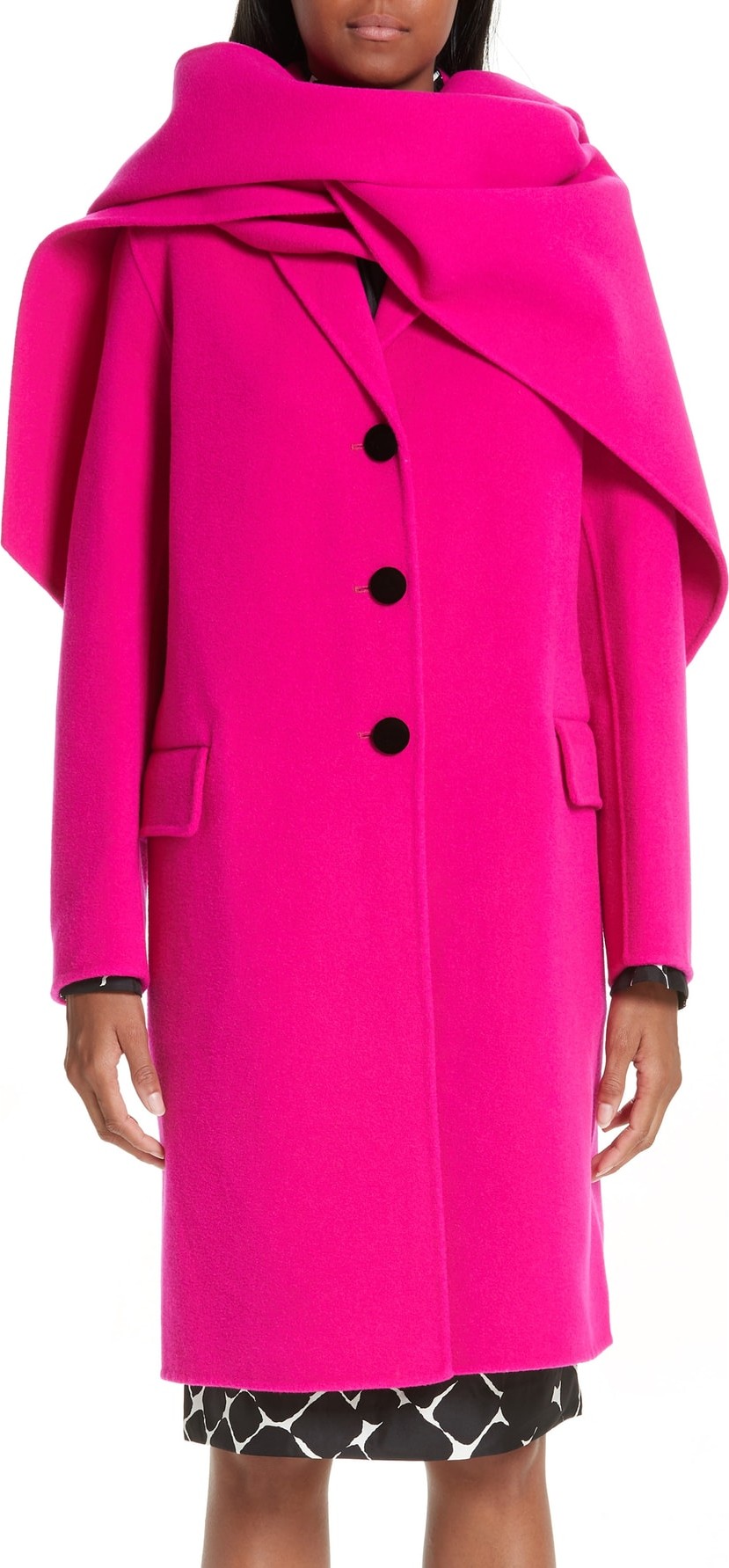 MARC JACOBS Notch Collar Coat with Hood Scarf