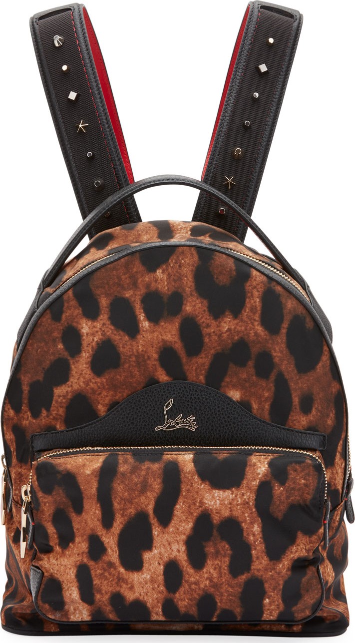 Christian Louboutin BackLoubi Small Leopard-Print Nylon Backpack