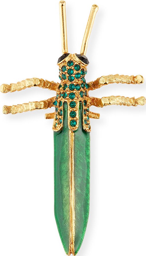 Oscar De La Renta Crystal Grasshopper Brooch