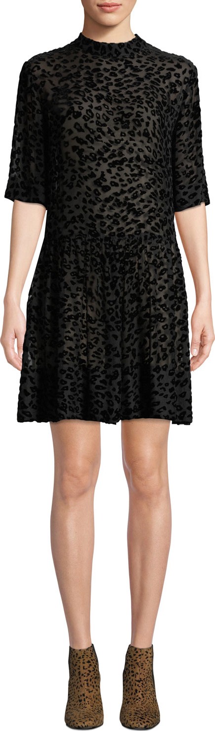 Rag & Bone Gia Animal-Print Velvet Burnout Shift Dress