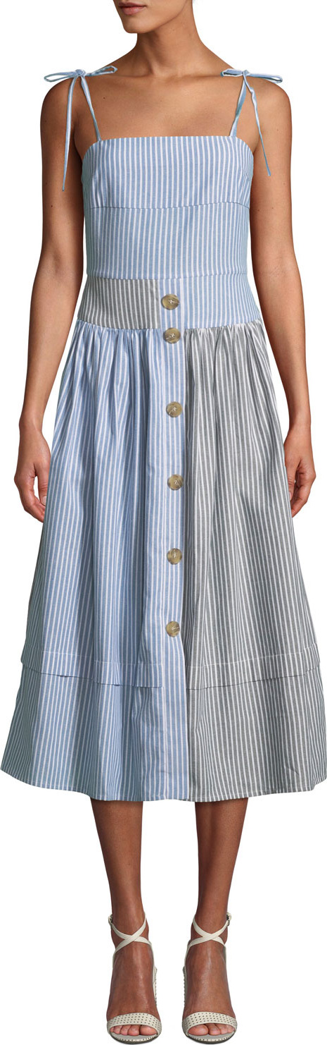Rejina Pyo Issy Striped Button-Front Midi Dress