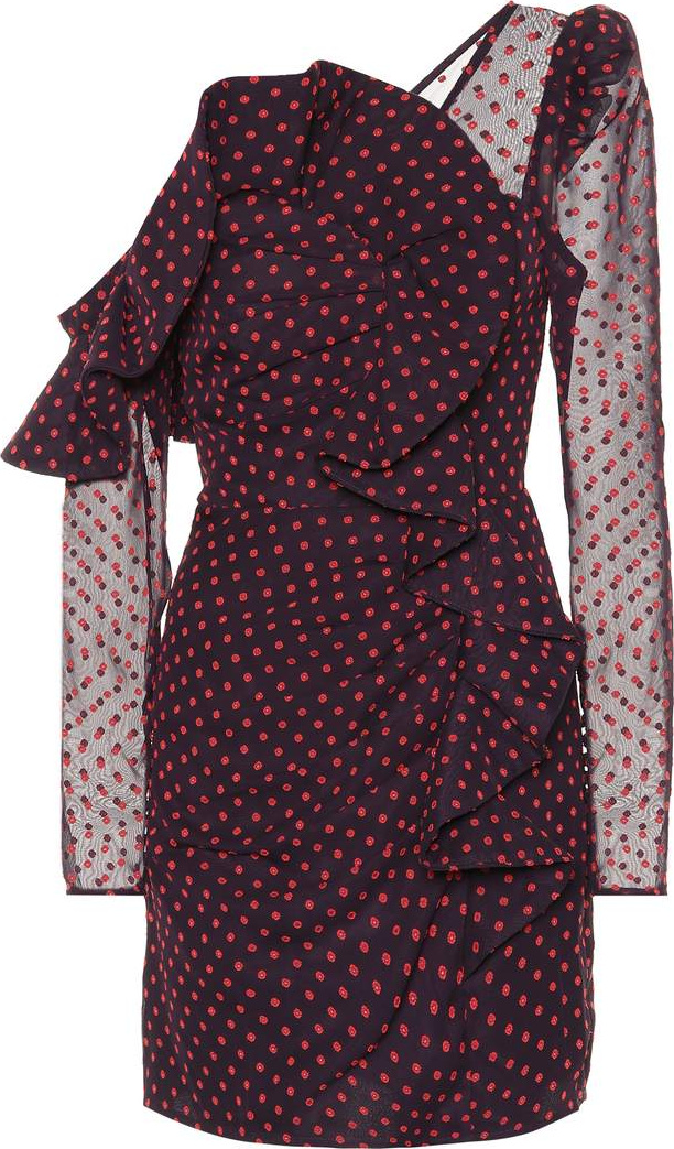 Self Portrait One-shoulder embroidered minidress