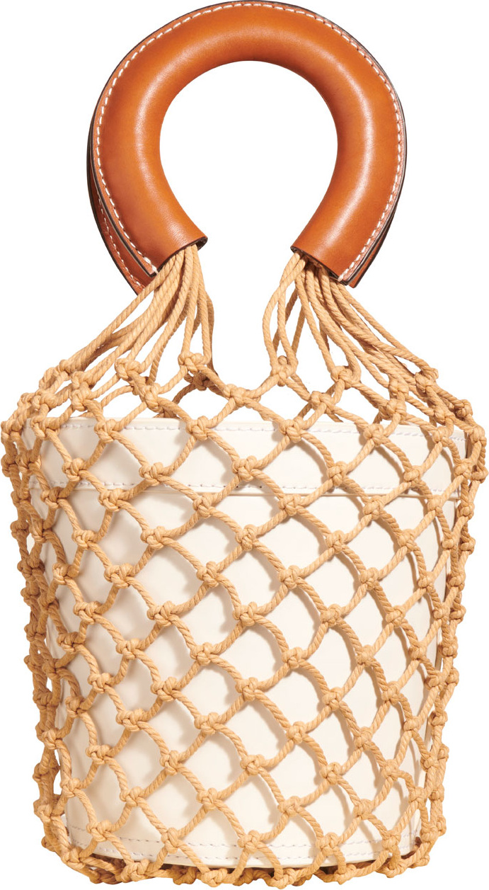 Staud Moreau Leather and Net Bucket Bag