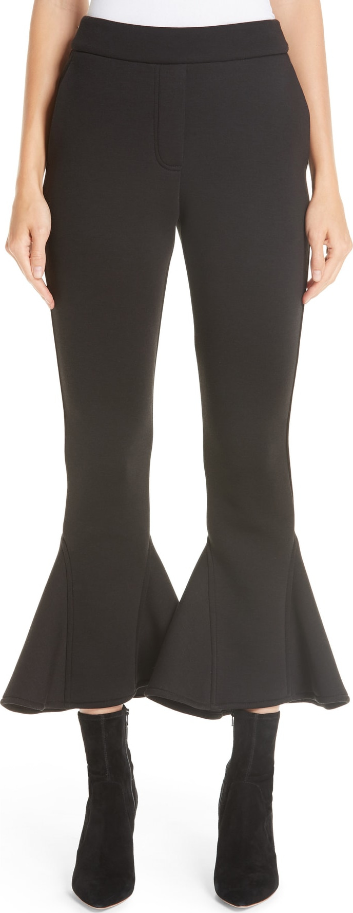 Beaufille Ruffle Bell Bottom Neoprene Pants