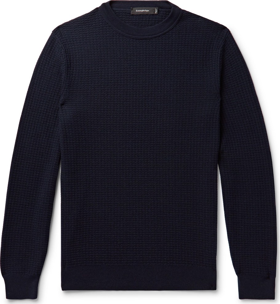 Ermenegildo Zegna Waffle-Knit Wool and Cashmere-Blend Sweater