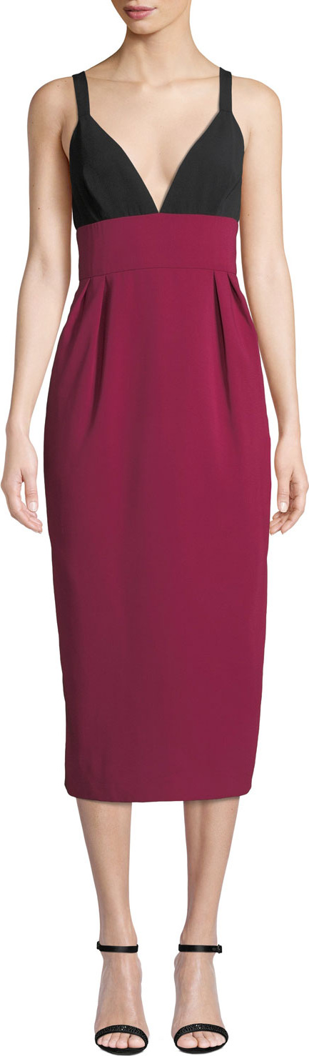 Jill Jill Stuart Two-Tone V-Neck Sleeveless Cocktail Dress