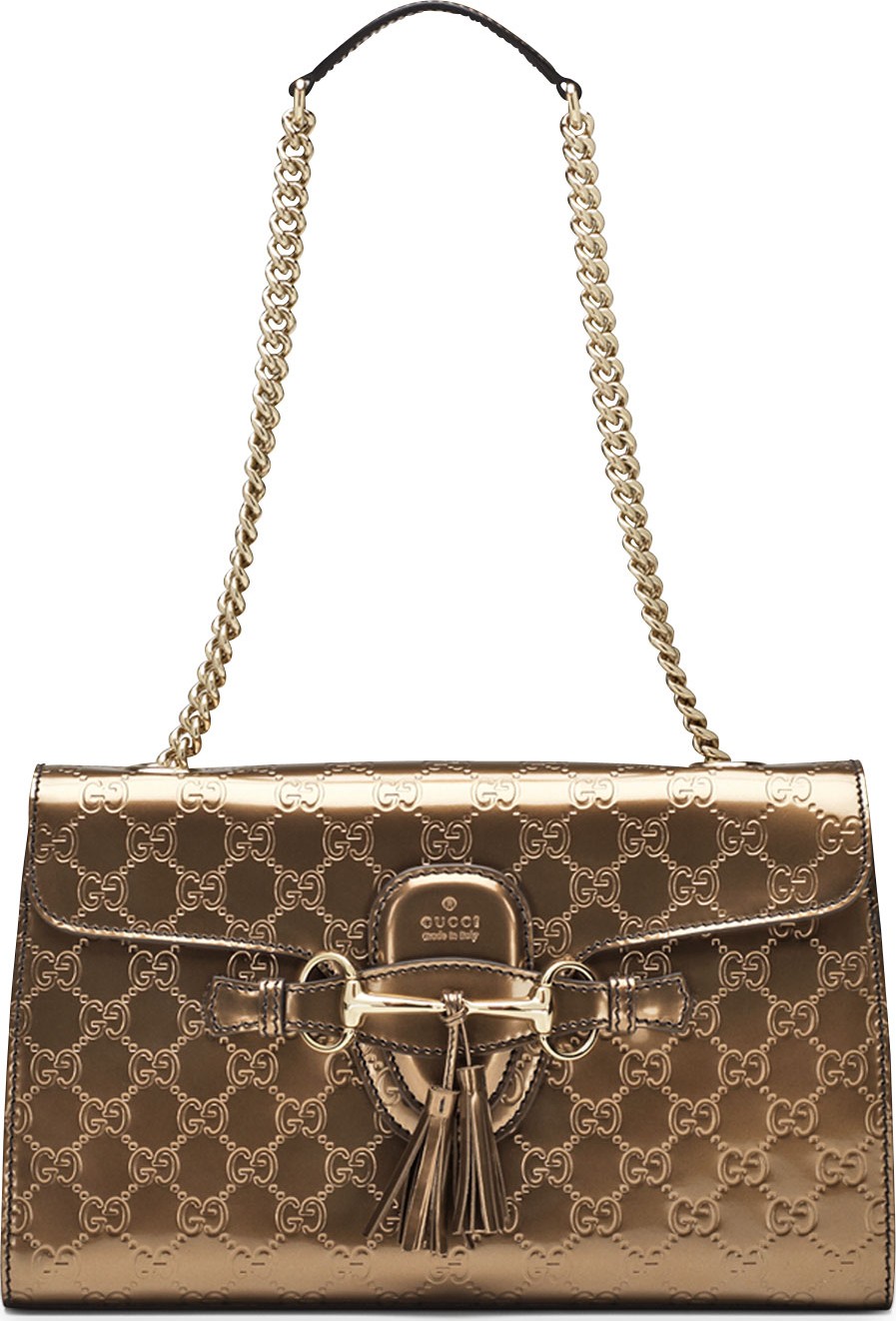 Gucci Emily Guccissima Leather Shoulder Bag, Bronze