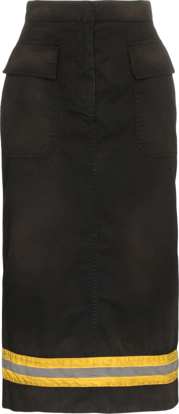 Calvin Klein 205W39NYC High-Waist Reflective Stripe Midi Skirt