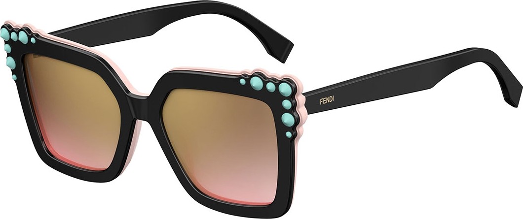 Fendi Can Eye Two-Tone Studded Square Sunglasses