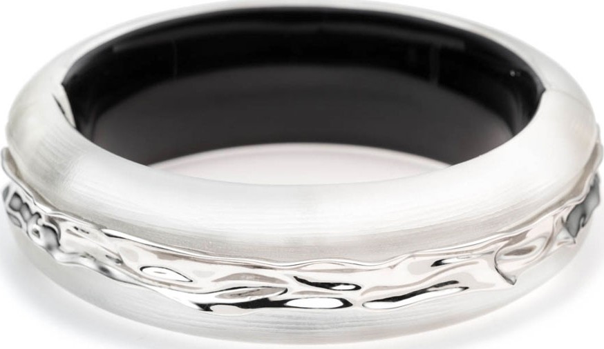 Alexis Bittar Crumpled Rhodium Inlay Hinge Bracelet, Silver