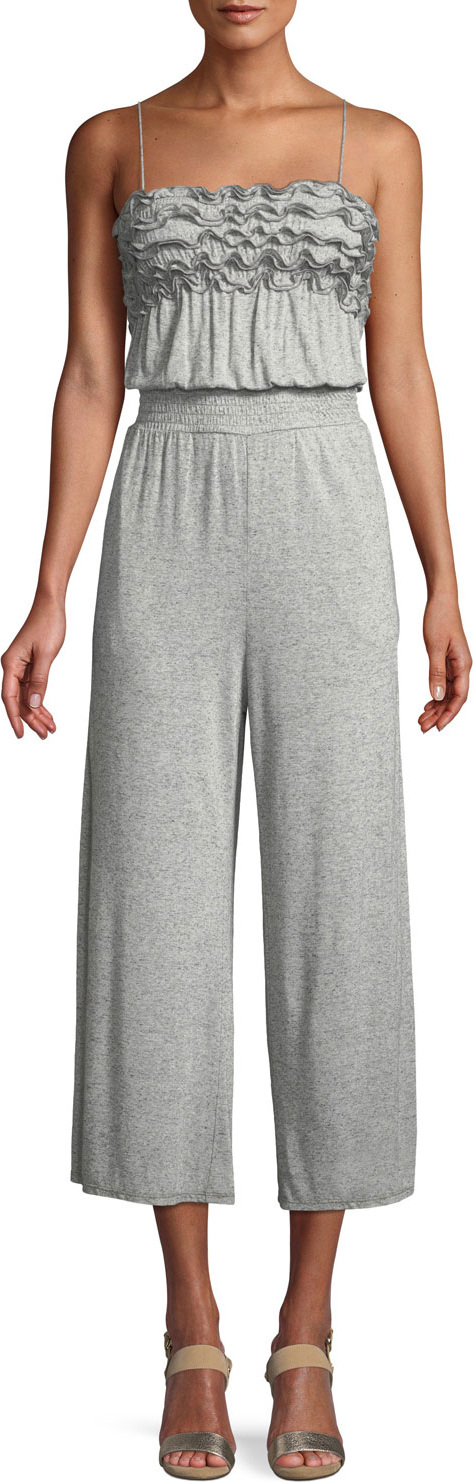 Rebecca Taylor Sleeveless Ruffle Jersey Jumpsuit