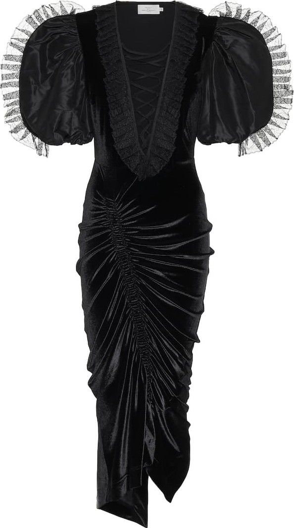 Preen Eppa lace-trimmed velour dress