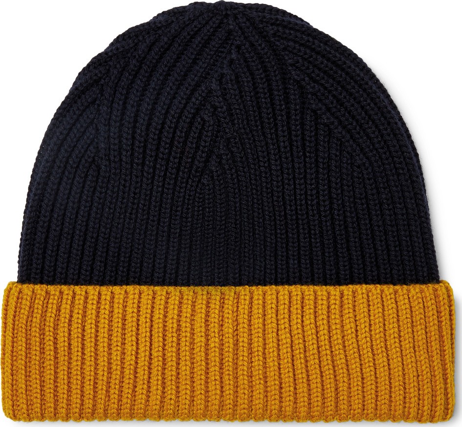 Altea Colour-Block Ribbed Virgin Wool Beanie