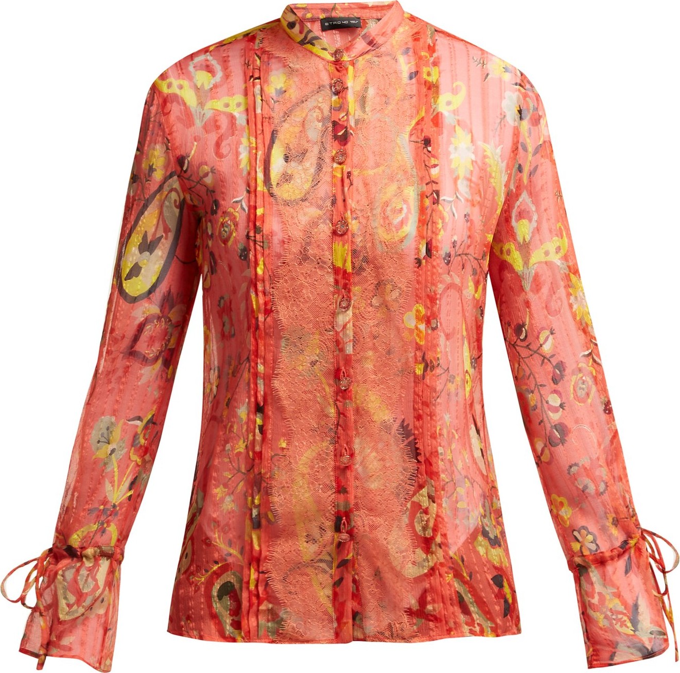 Etro Bahidora lace-panelled silk blouse