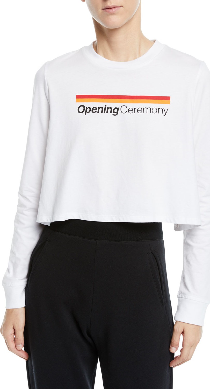 Opening Ceremony Long-Sleeve Graphic Logo Cropped Tee