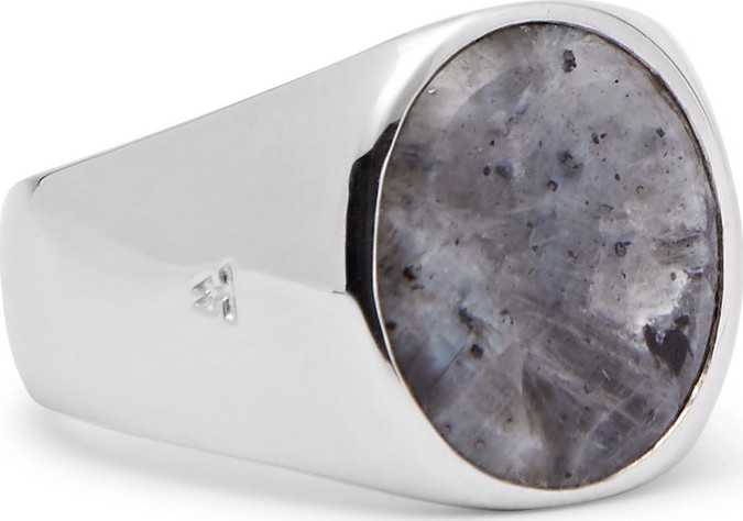 Tom Wood Polished Sterling Silver Larvikite Ring