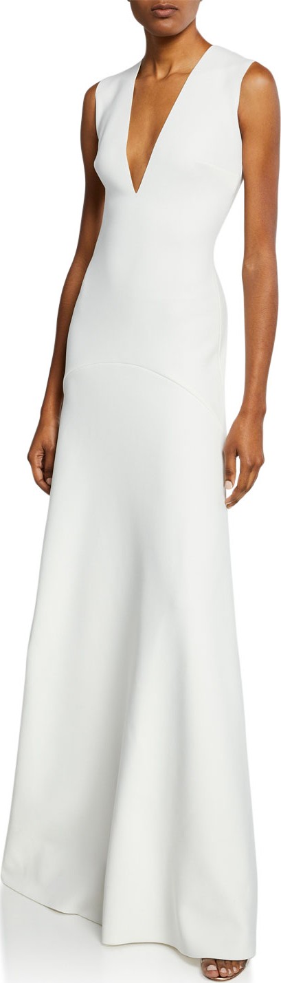 Solace London Seine Plunge-Neck Sleeveless Trumpet Dress