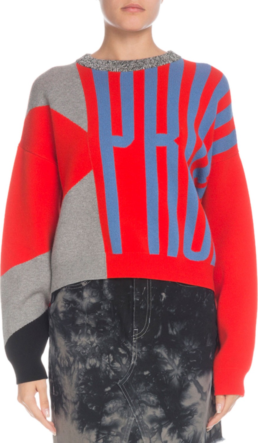 Proenza Schouler PSWL Knit Logo Colorblock Crewneck Pullover Sweater