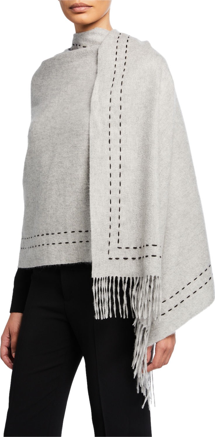 Lafayette 148 New York Cashmere Stitched Fringe Scarf
