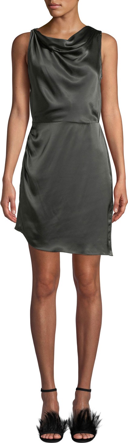 Amanda Uprichard Arielle Cowl-Neck Silk Short Dress