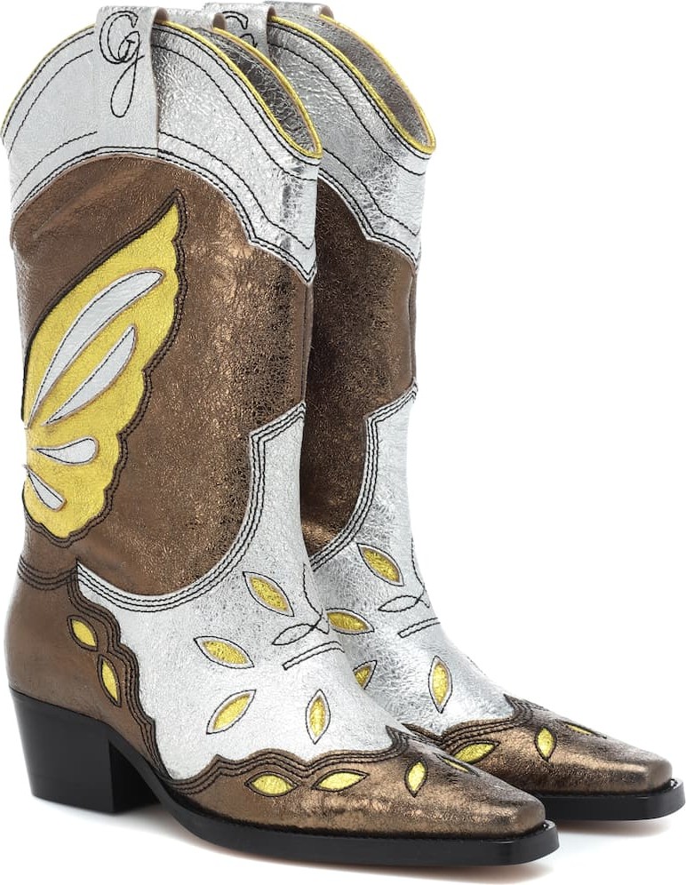 Ganni High Texas metallic leather boots Ganni High Texas metallic leather boots
