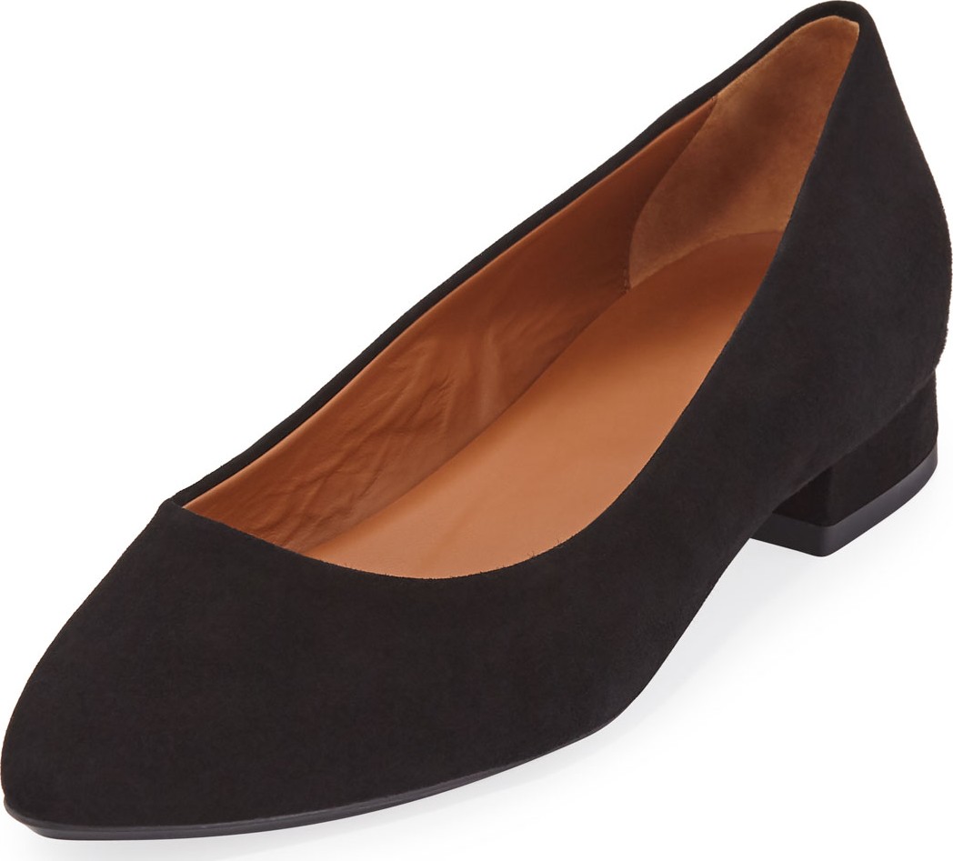 Aquatalia Penina Suede Rubber-Sole Ballet Flats