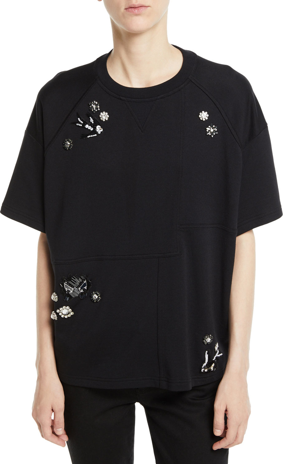 McQ - Alexander McQueen Embellished Short-Sleeve Graphic Sweatshirt