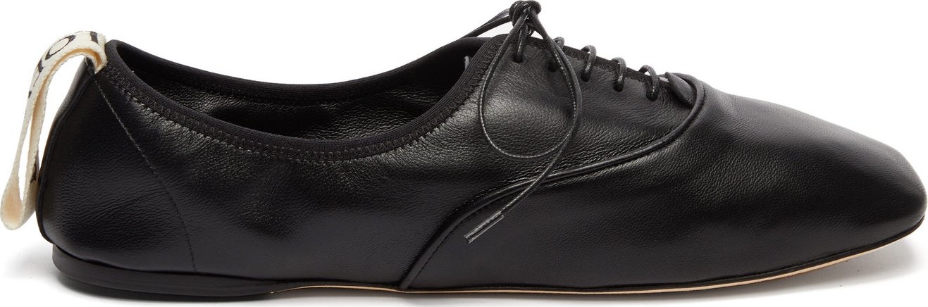 LOEWE Square-toe logo-tab leather Oxford shoes