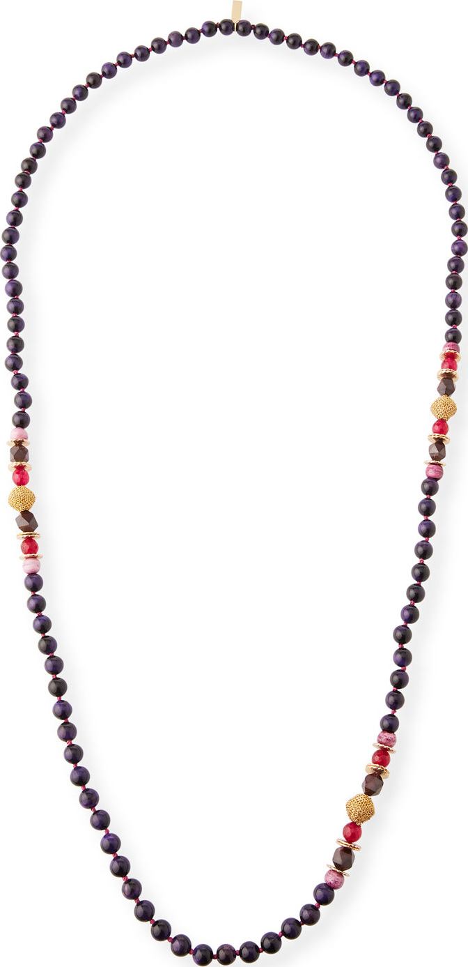 Akola Plum Beaded Single-Strand Necklace