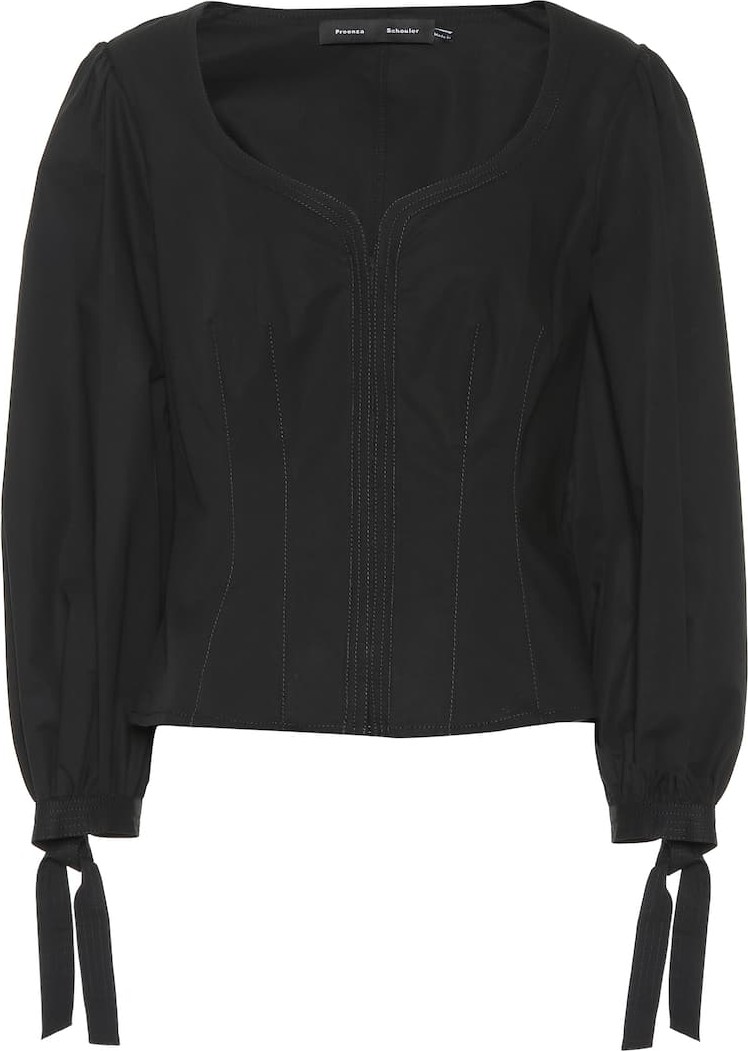 Proenza Schouler Tie-cuff stretch-cotton blouse