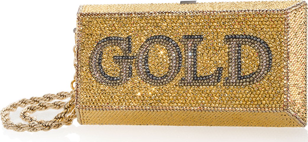 Judith Leiber Gold Brick Crystal Clutch Bag