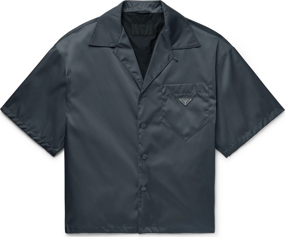 Prada Camp-Collar Logo-Appliquéd Nylon Overshirt Prada Camp-Collar Logo-Appliquéd Nylon Overshirt
