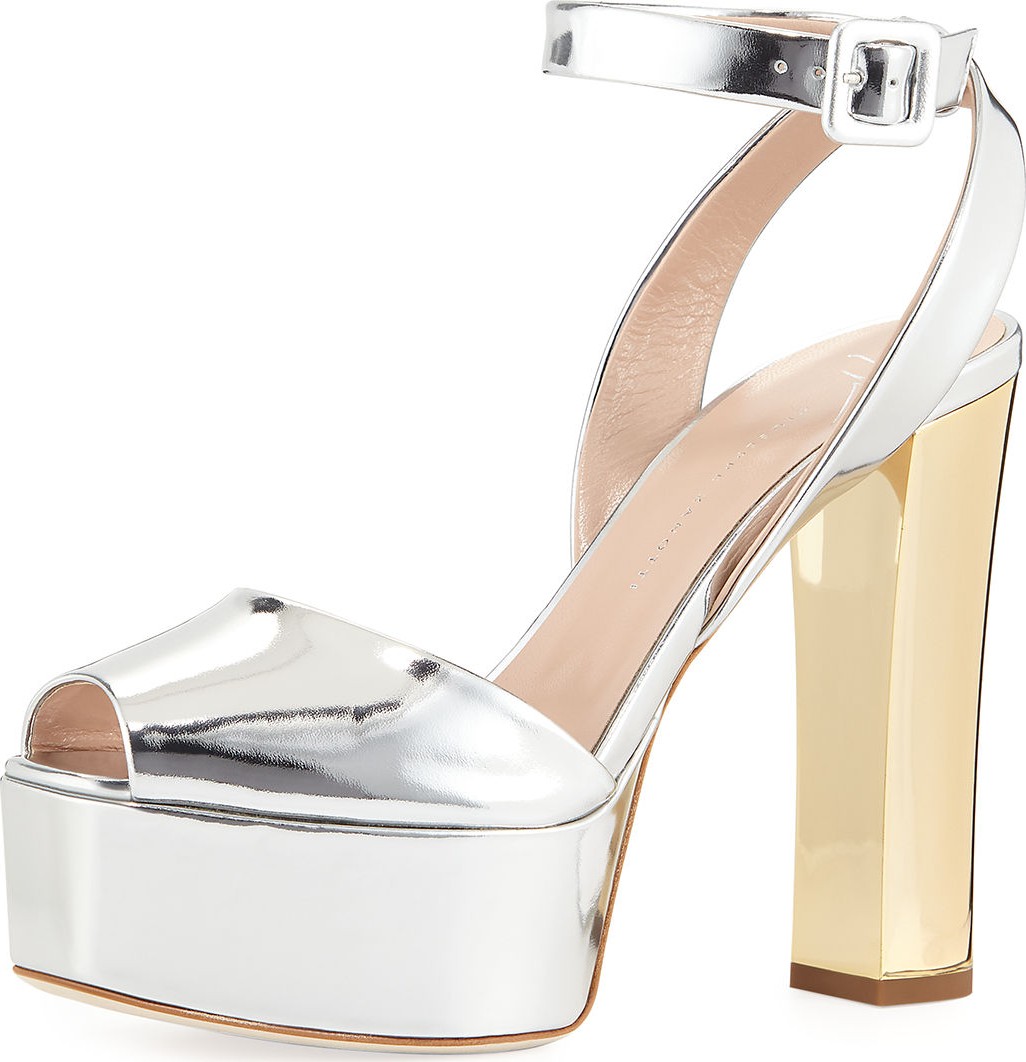Giuseppe Zanotti Denim Platform Ankle-Strap Sandals