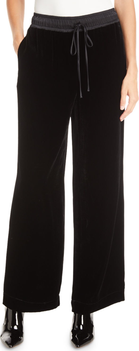 FRAME DENIM Velvet Drawstring Wide-Leg Track Pants