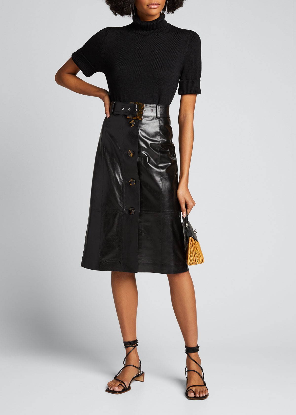 Lafayette 148 New York Turtleneck Cotton/Silk Tape Yarn Sweater