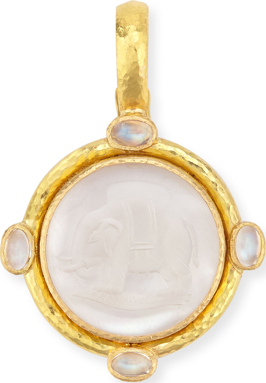 Elizabeth Locke 19K Rock Crystal Elephant Pendant