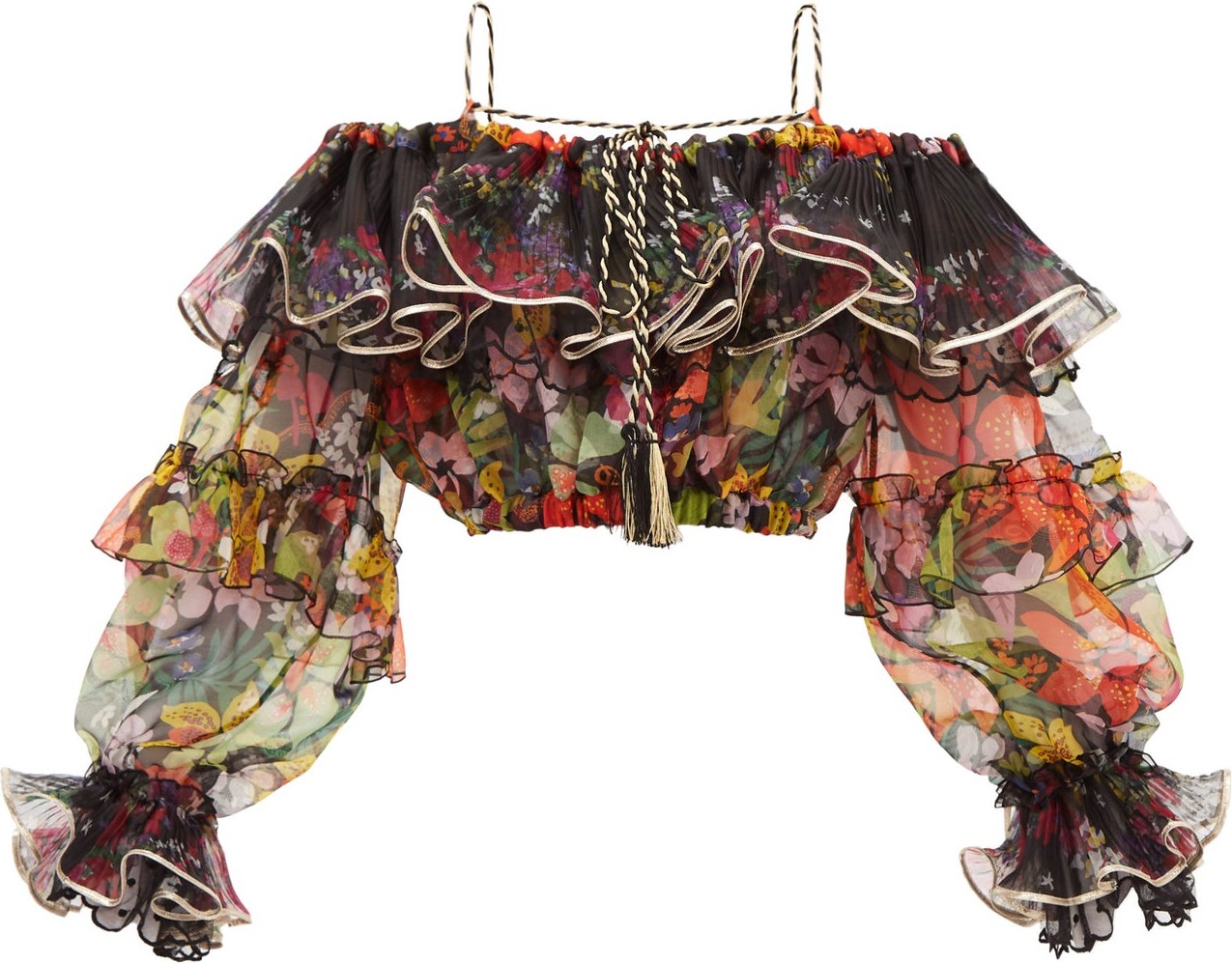 Dundas Off-the-shoulder floral-print silk blouse