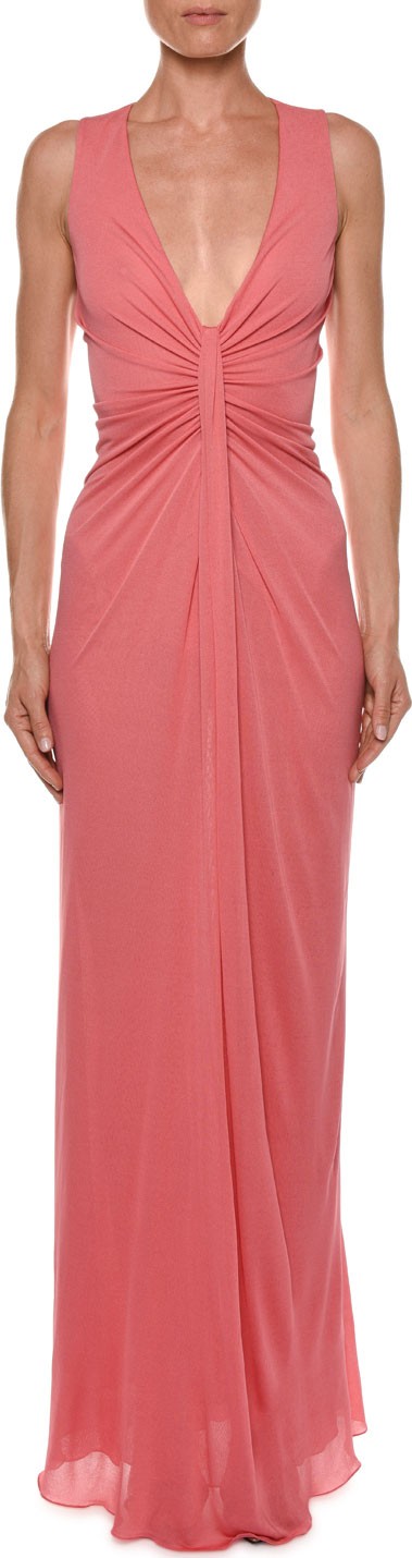 TOM FORD Sleeveless Draped-Center Column Gown